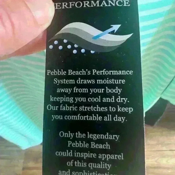 Pebble Beach Men’s Performance shirt. Size M. Moisture wicking NWT green/white - Picture 4 of 5